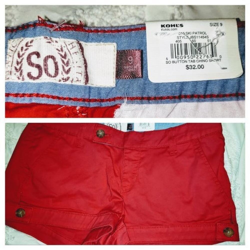 Kohls "So" NWT red shorts | Sz 9 Juniors | Orig 32.00